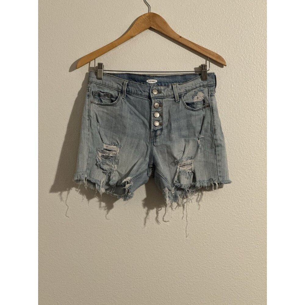 Old Navy Button Fly Jean Shorts Women Size 6 (Measure 29x5) Light Cut Off